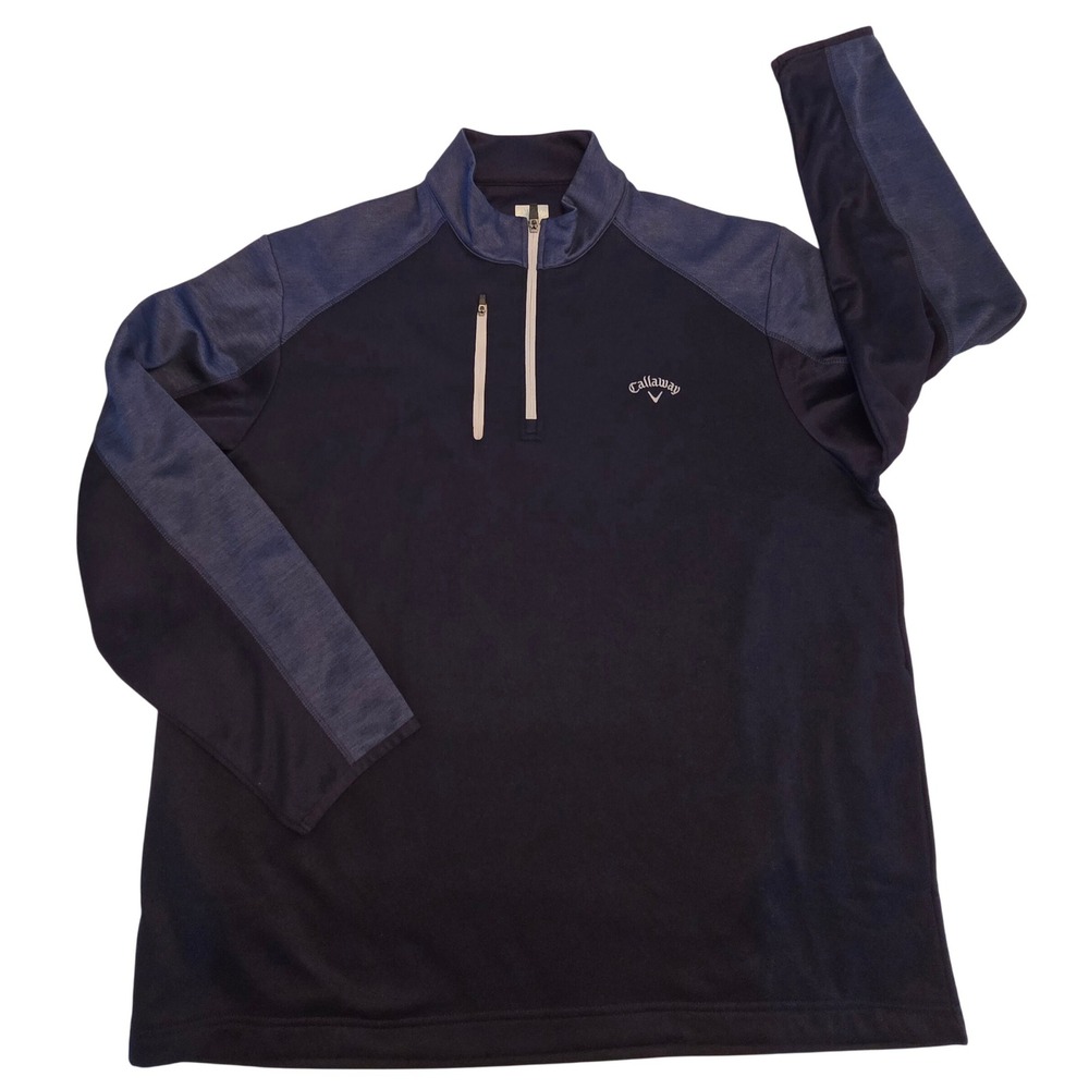 Callaway Mens Golf Pullover 1/4 Zip Performance Long Sleeve Blue XL‎
